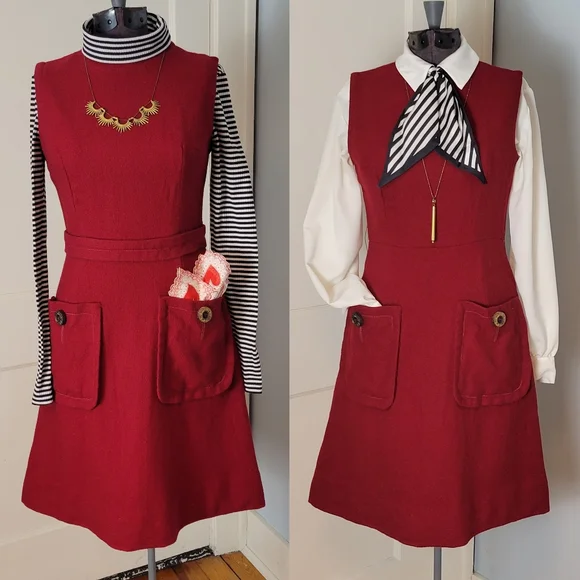 Vintage Red Pocket Dress - Picture 1 of 14